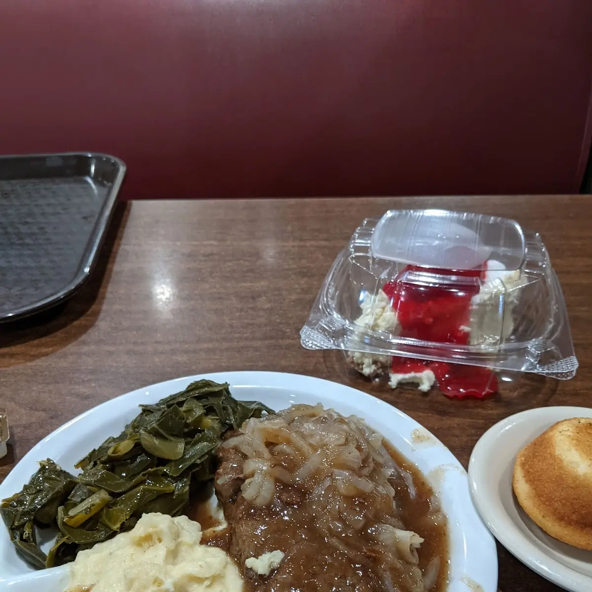 Chopped Steak Mashed Potatoes and Collards Cheesecake