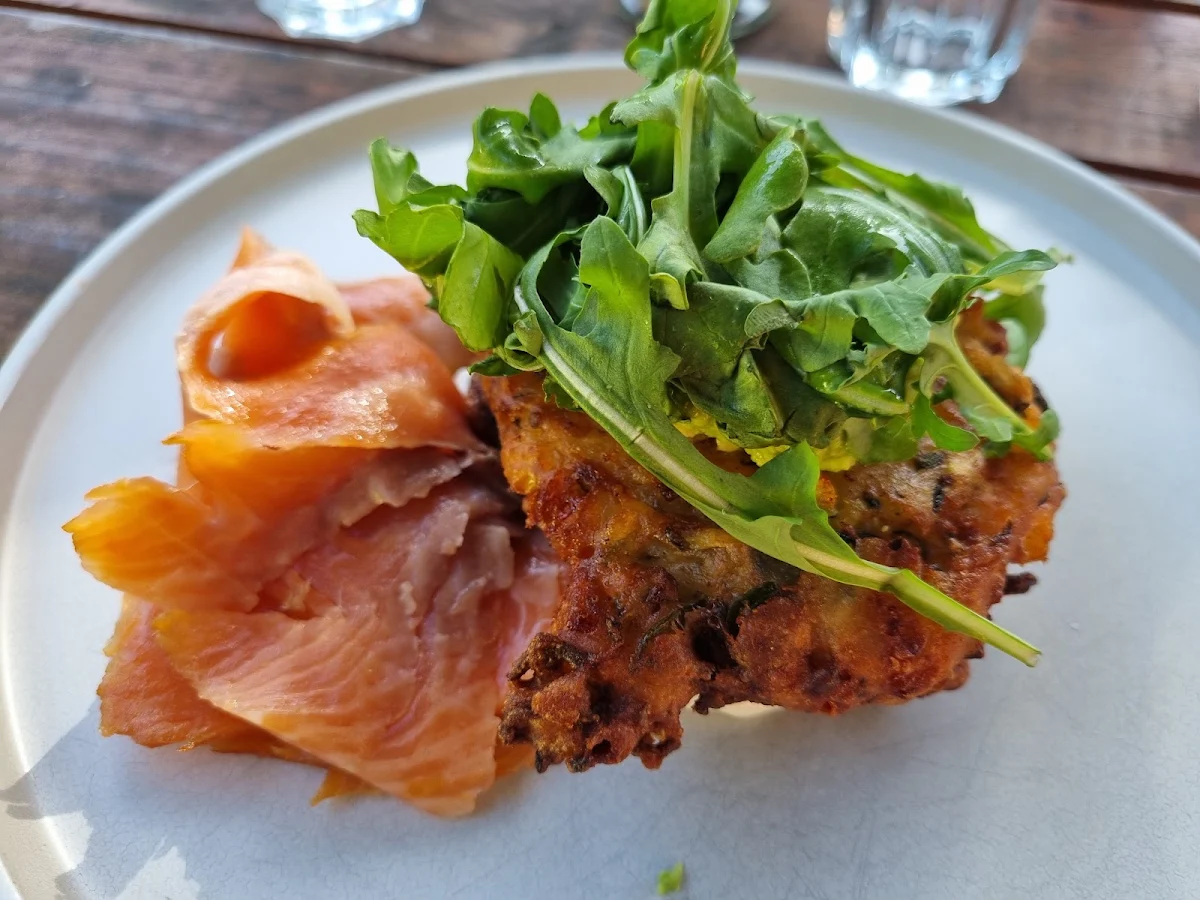 Corn Fritters with Salmon, Secret Serenity Café