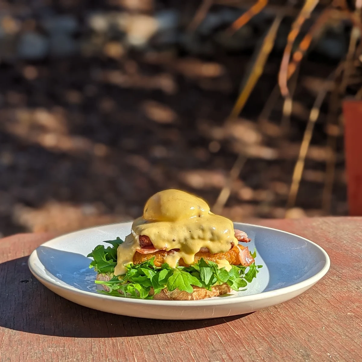 Eggs Benedict GFO Veg, Secret Serenity Café