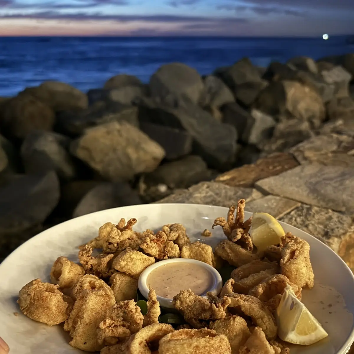 Crispy Cornmeal Calamari with Lemon & Chipotle Dipping Sauce
