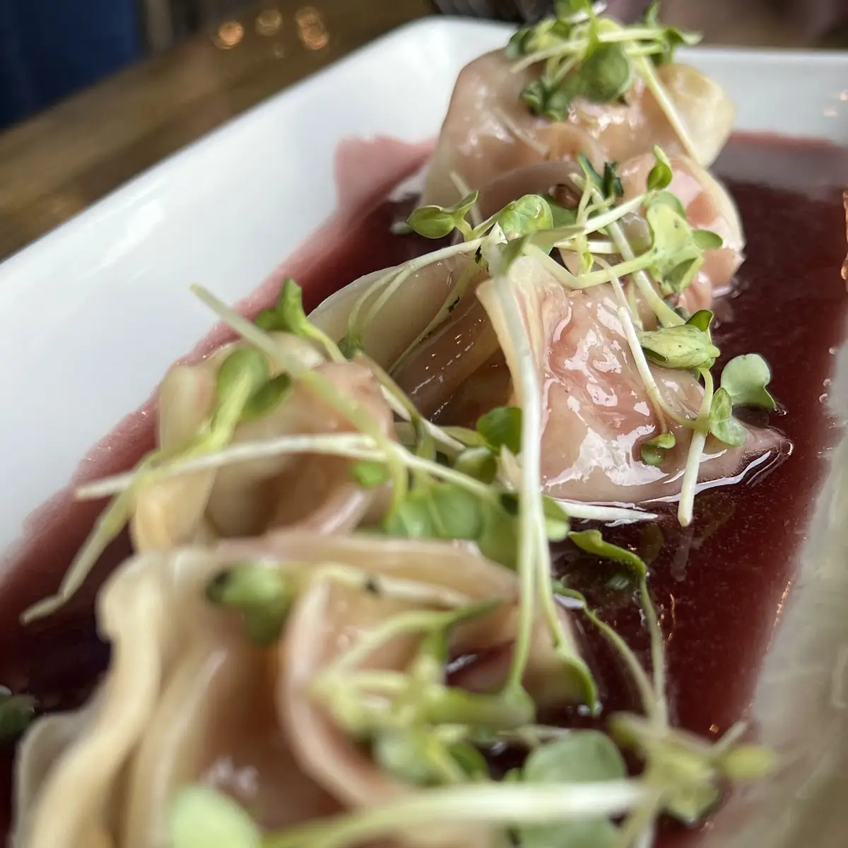 Shrimp Dumplings with Port Wine Sauce