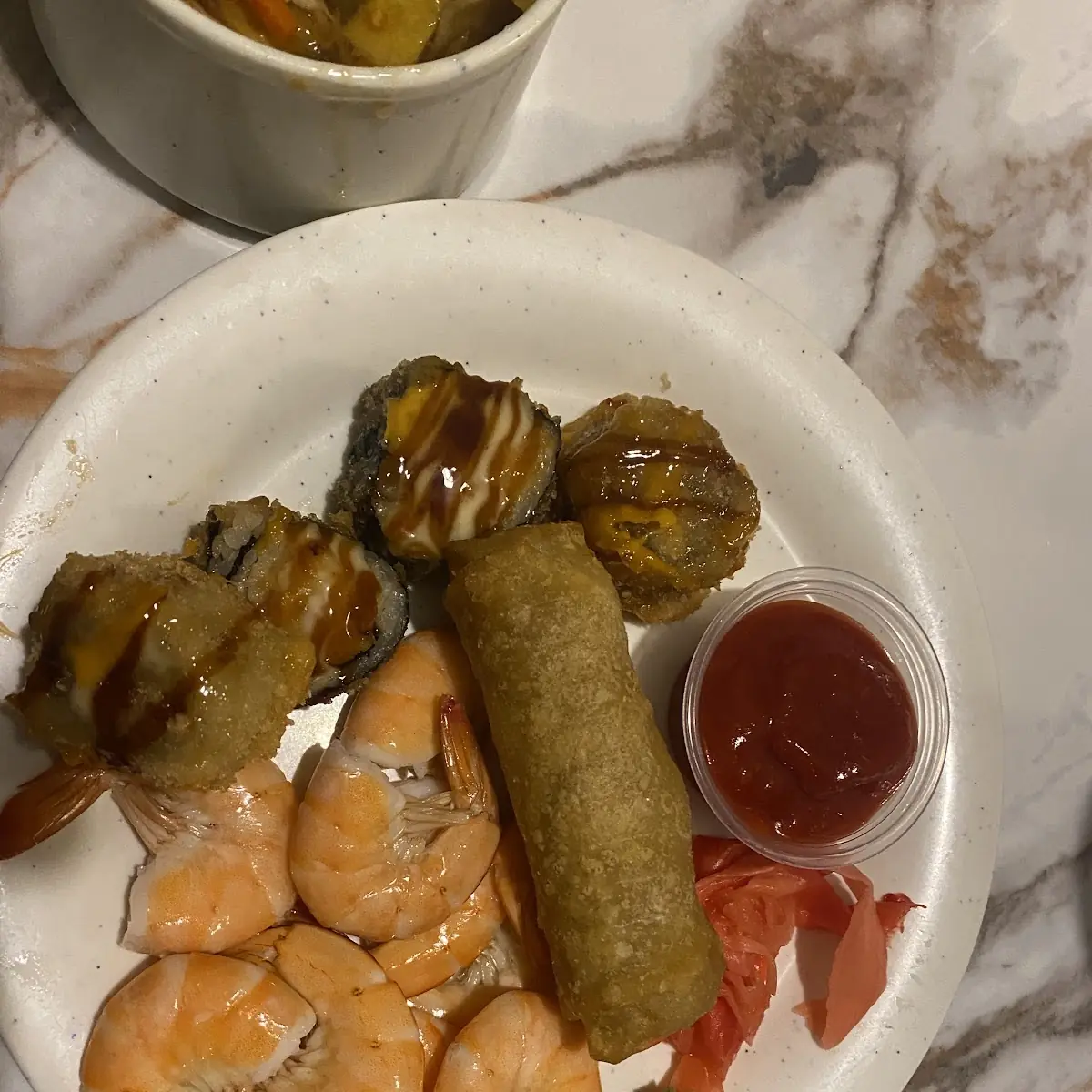 Egg Roll and Sushi