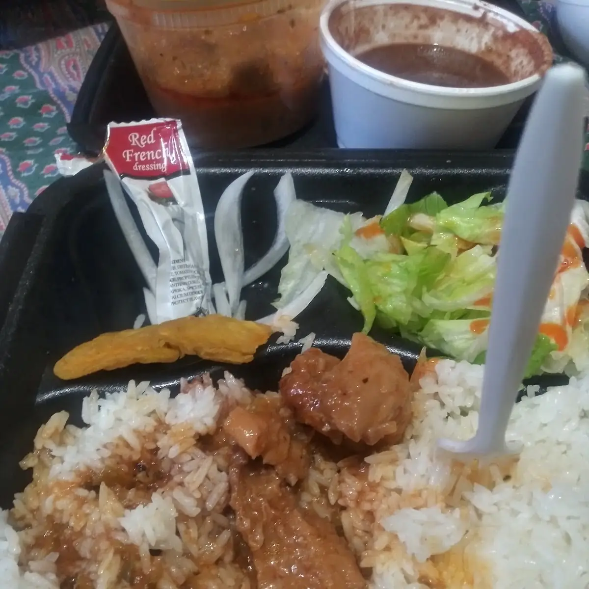 Stew Conch with White Rice and Black Beans
