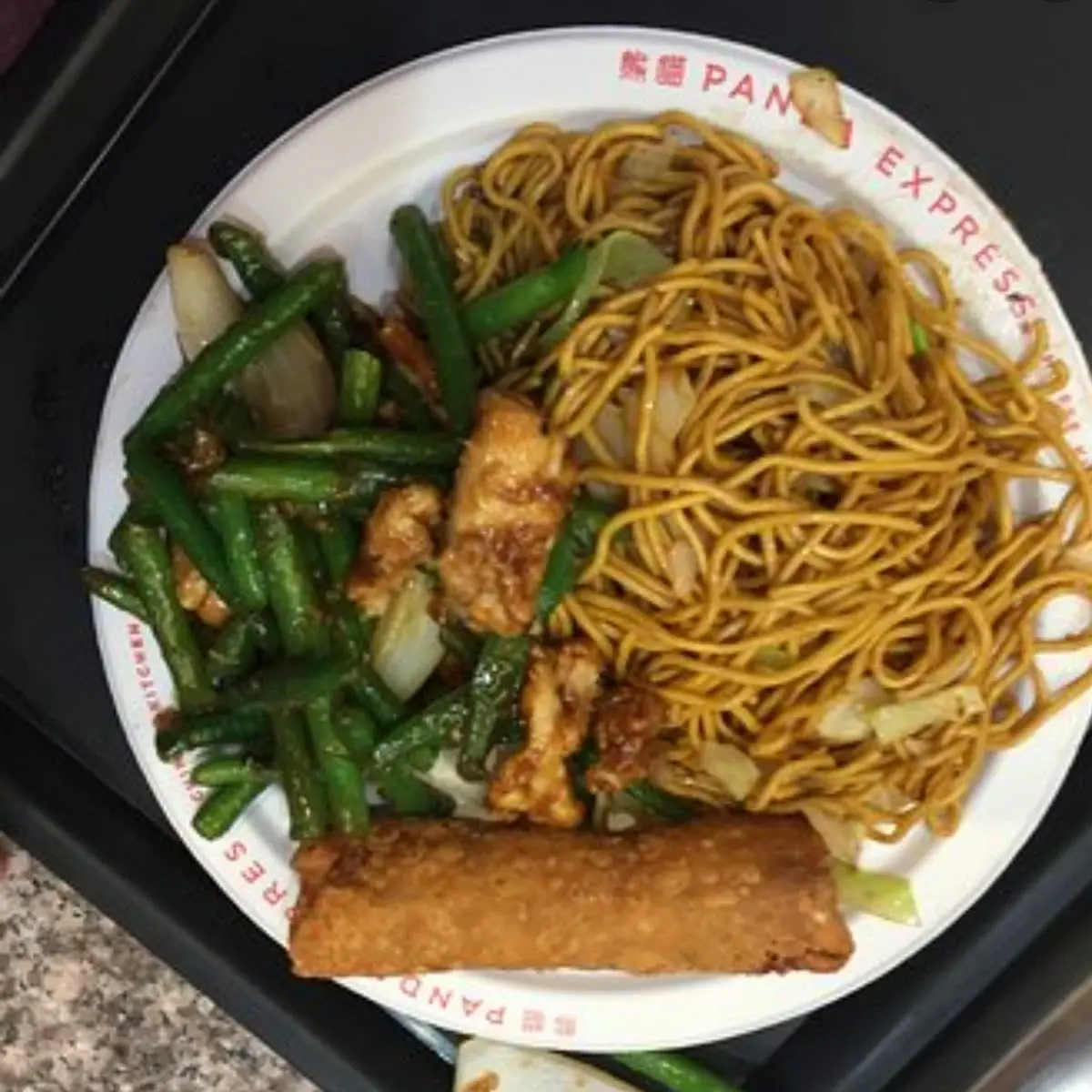 Chow Mein Green Beans and Chicken Egg Roll