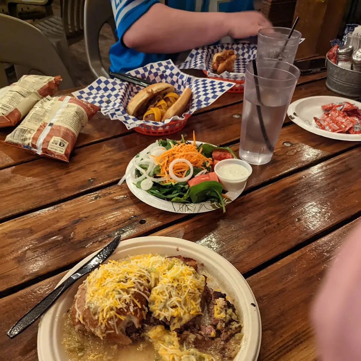 Open Faced Green Chili Burger