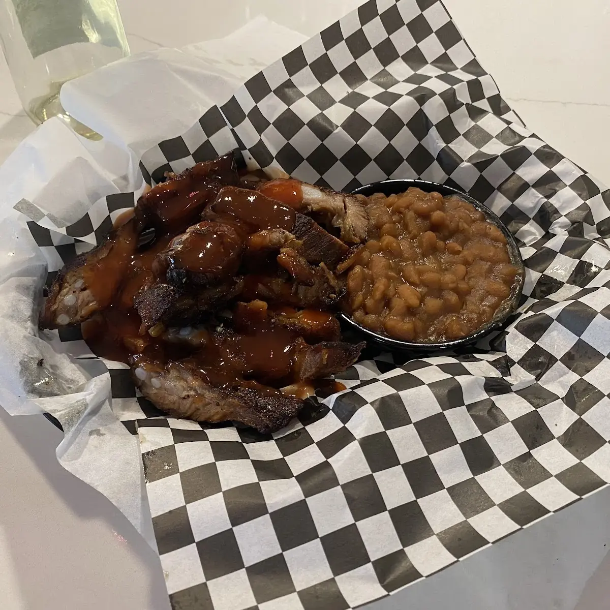 Large Rib Tips and Baked Beans