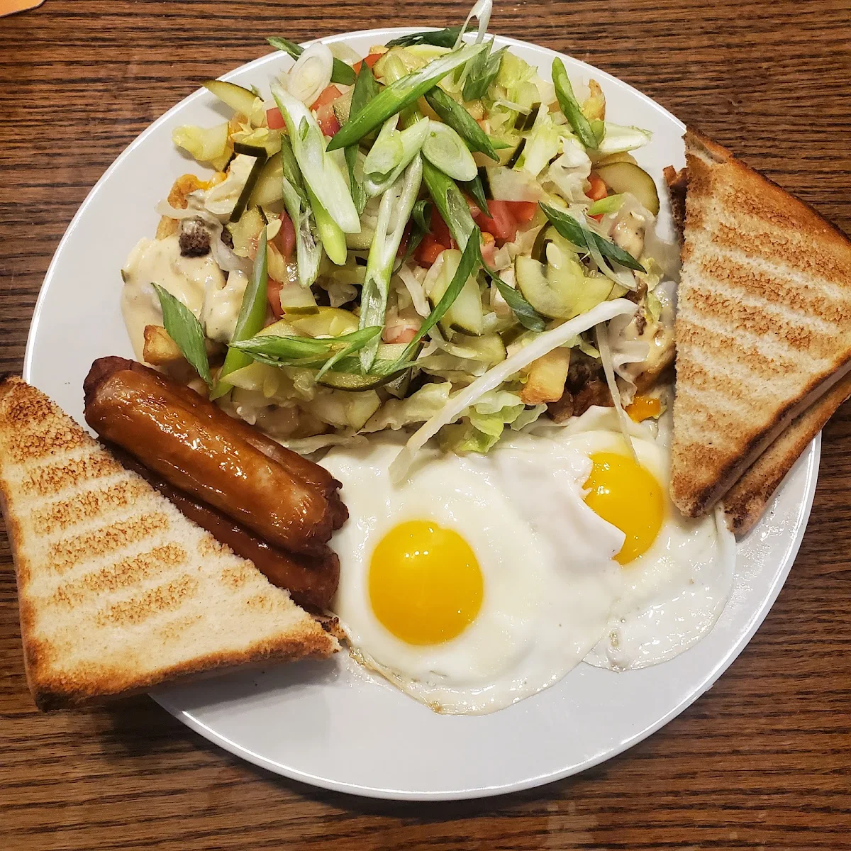 Breakfast with Mac Fries, Tracie's Place Restaurant and Karaoke