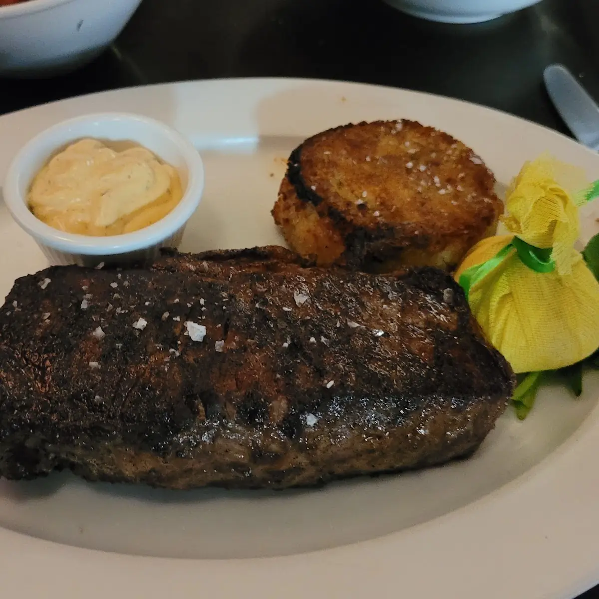 Dry Aged NY Strip with Crab Cake