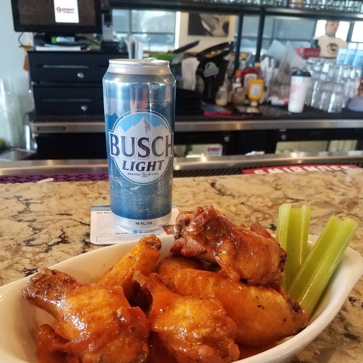 Buffalo Wings and a Icy Cold Busch Light