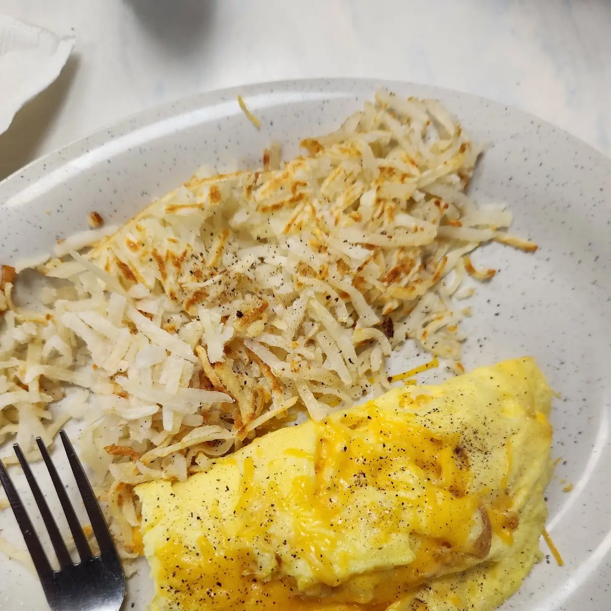 Cheese Omelette with Hashbrowns