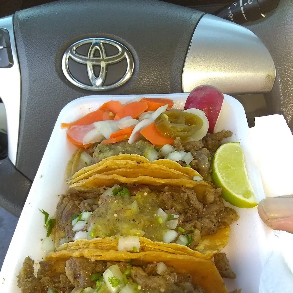 3 Asada Tacos and 1 Birria Taco