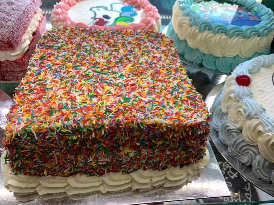 Rainbow Sprinkles Vanilla Sponge with Fresh Cream & Jam, Buddy Bakery