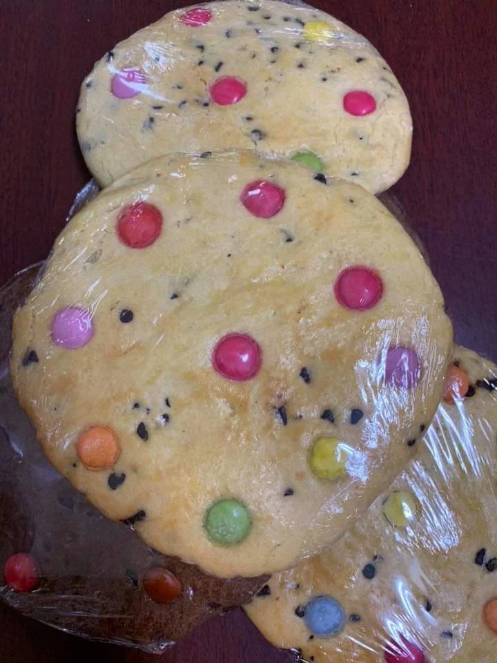 Vanilla & Choc Chip Cookies with Smarties or Double Choc Chip Cookies with Smarties, Buddy Bakery
