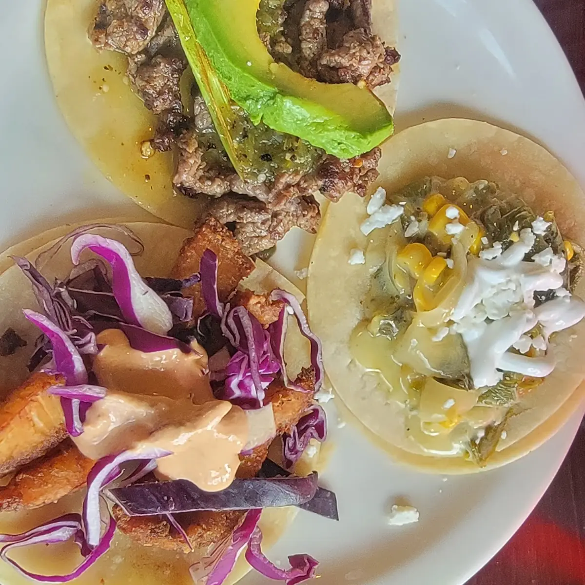 Fish Tacos Beef Tacos and Corn Tacos