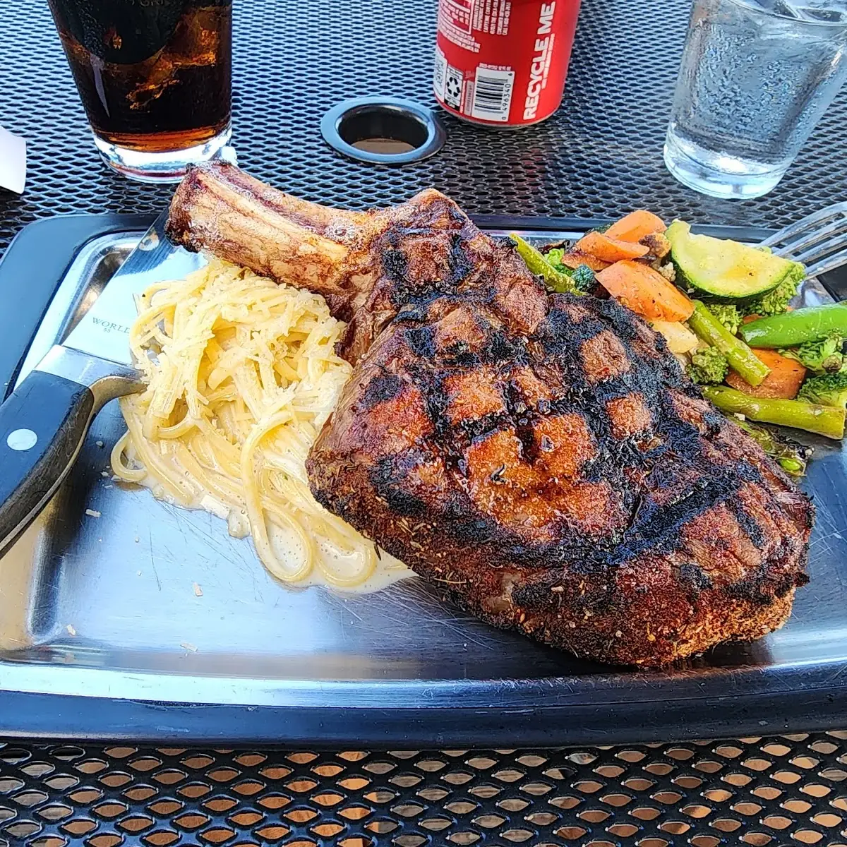 Rib Eye Steak with Pasta Alfredo