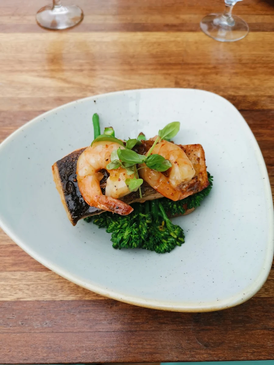 Signature Maple Salmon & Prawns, The Maple Leaf Steak & Seafood