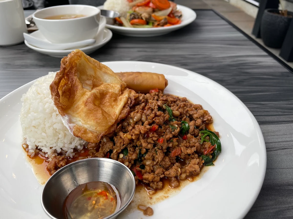 Minced Beef with Basil on Rice, Baan Thai Wok & Bar