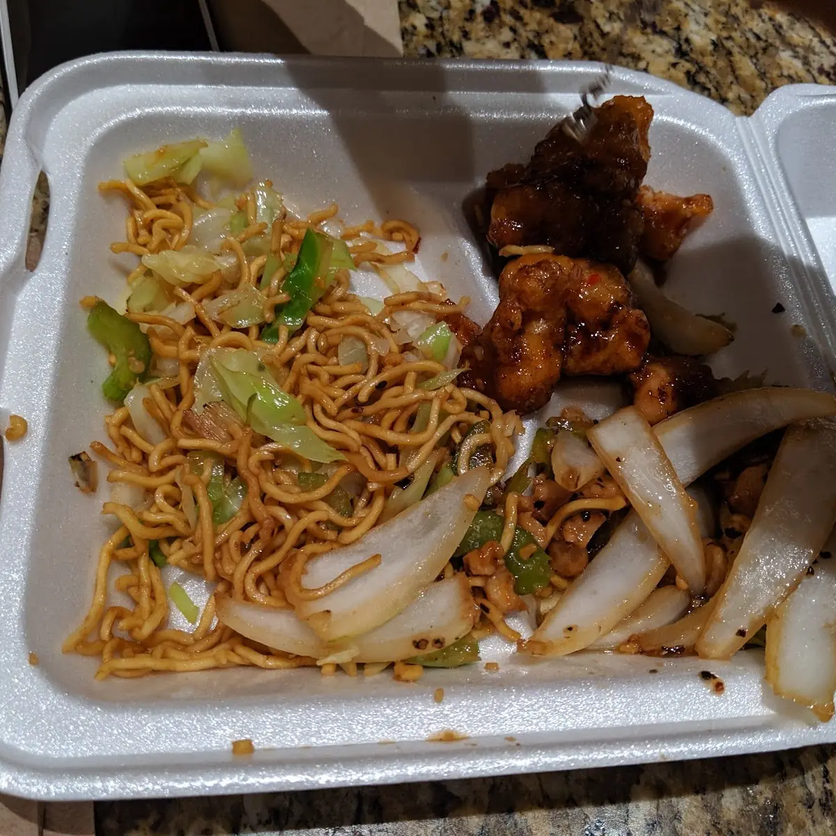 Noodles and Orange Chicken