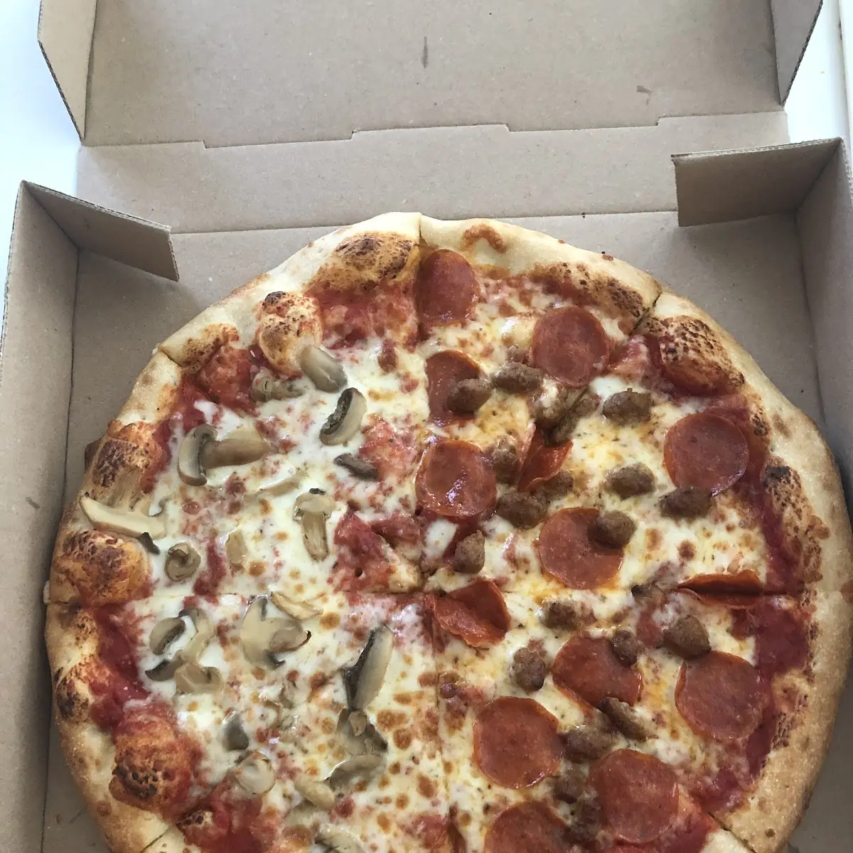Mushroom Sausage Pepperoni Pizza