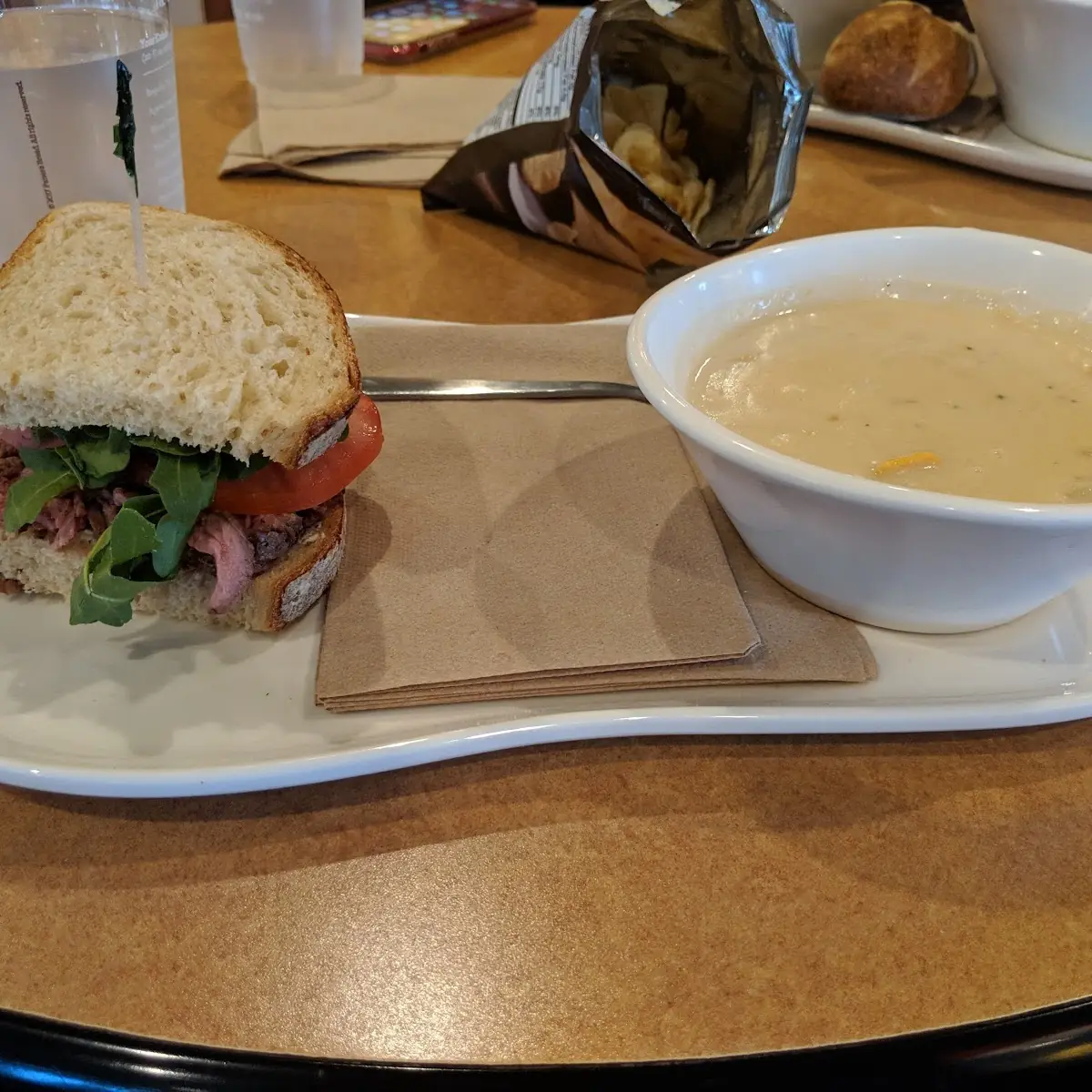 Clam Chowder and Steak Arugula