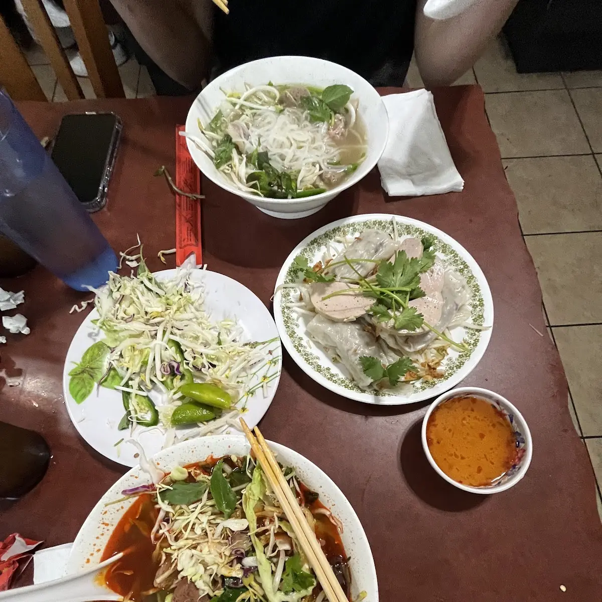 Spicy Beef Noodle Soup with Bean Sprouts