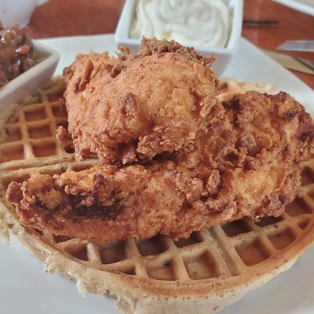 Crispy Pecan Chicken Waffle