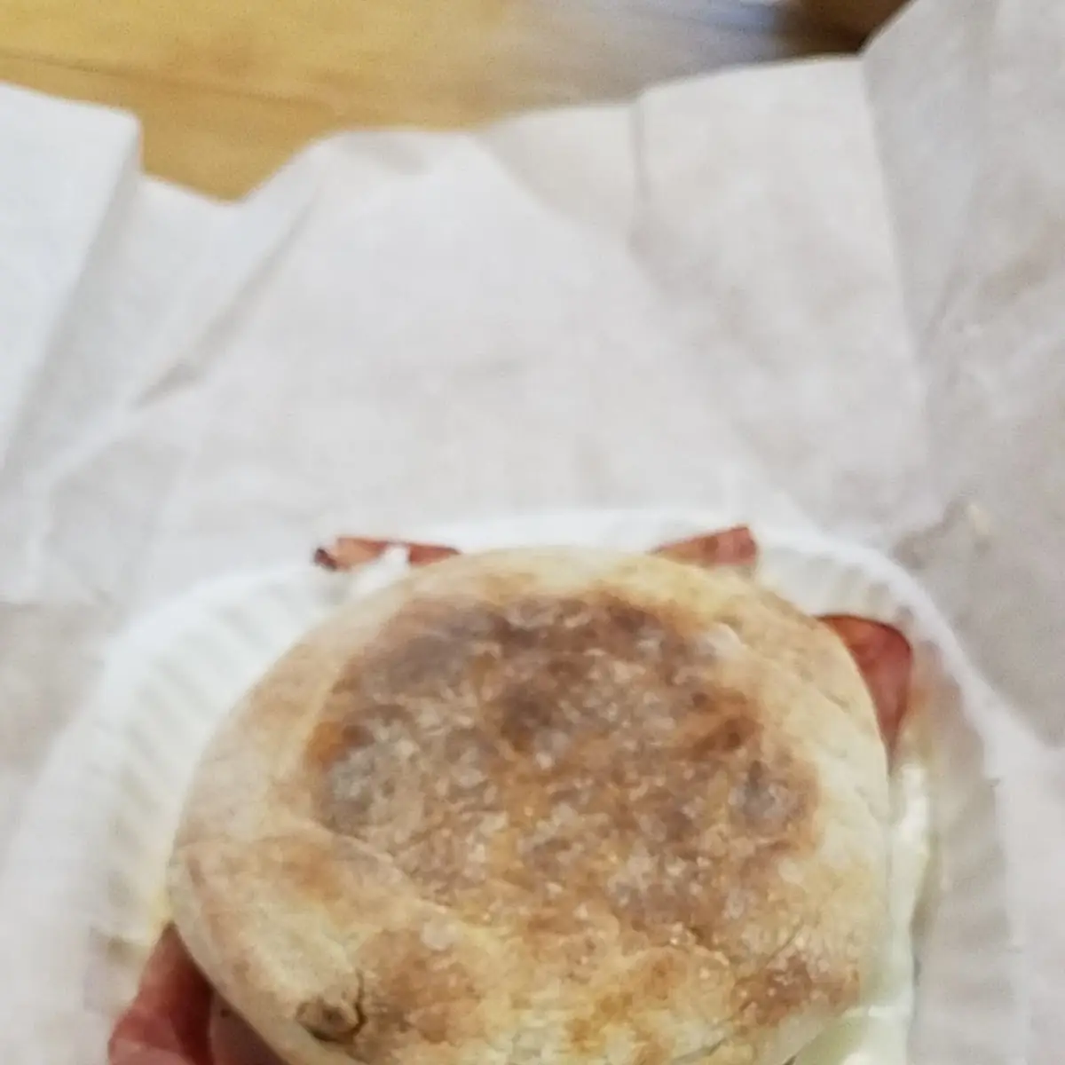 Ham Egg and Cheese on a Muffin