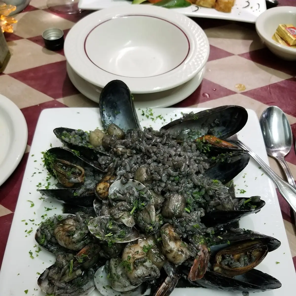 Seafood Risotto Cooked in Squid Ink