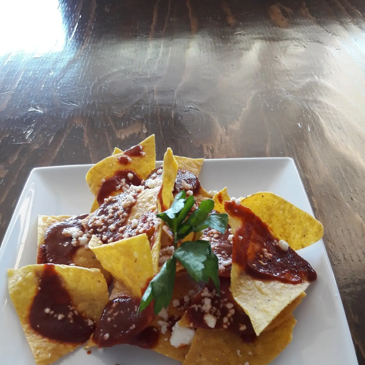 Corn Chips with Mole Sauce