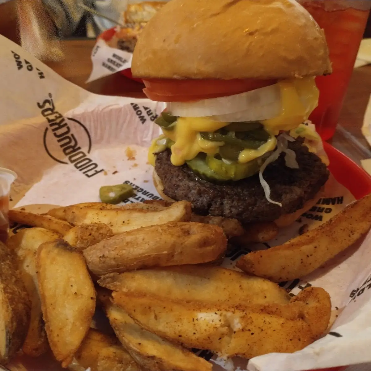 Half Pound Burger with Vegetable Toppings and Fries