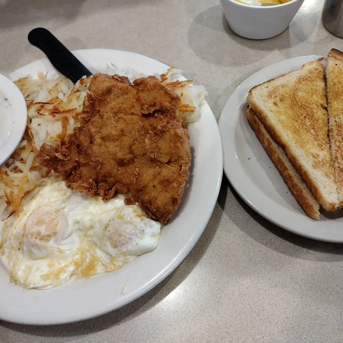 Chicken Fried Chicken and Eggs Any Style