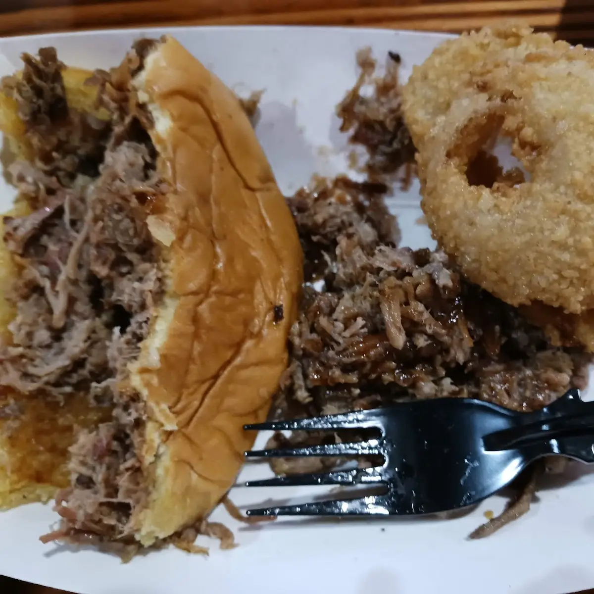 Chopped Brisket Sandwich with Onion Rings