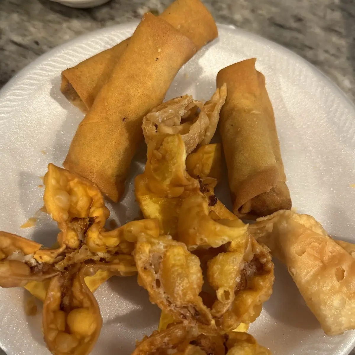 Crab Rangoon and Egg Rolls