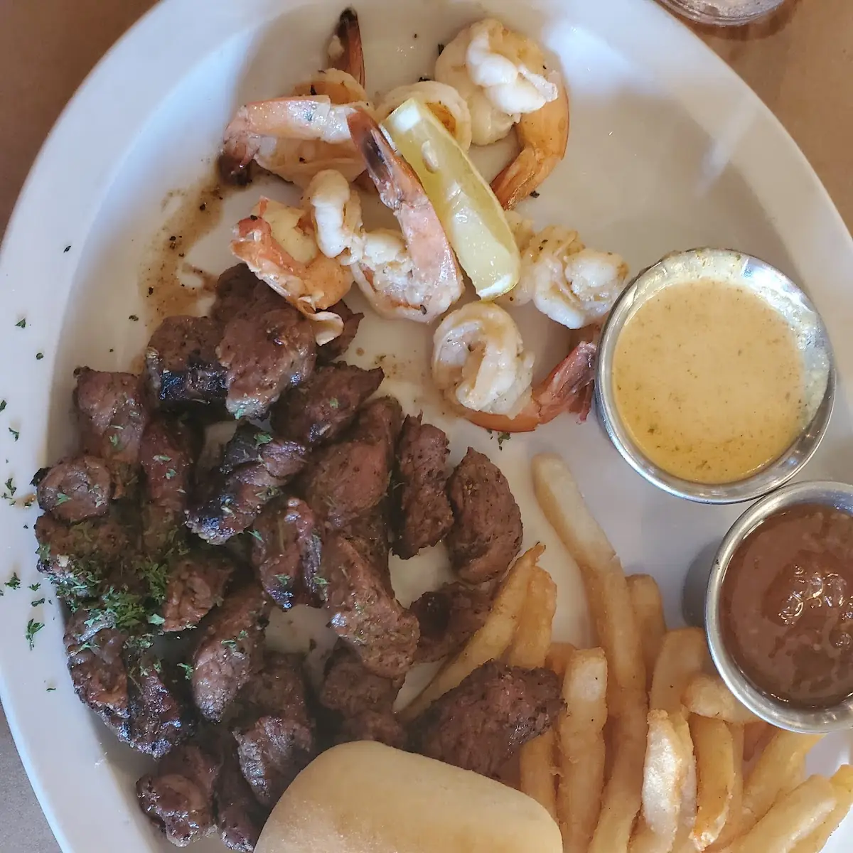 Steak Bites and Grilled Shrimp