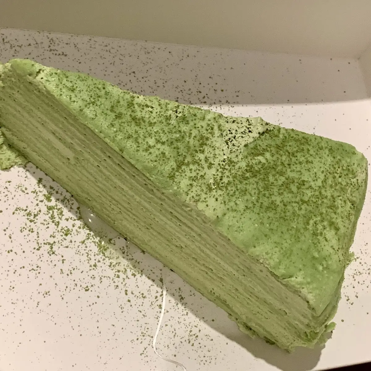 Green Tea Mille Crepe Cake Slice