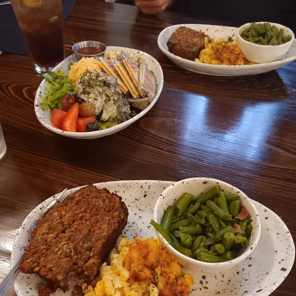 Meatloaf Mac & Cheese Greens Beans Lunch Special