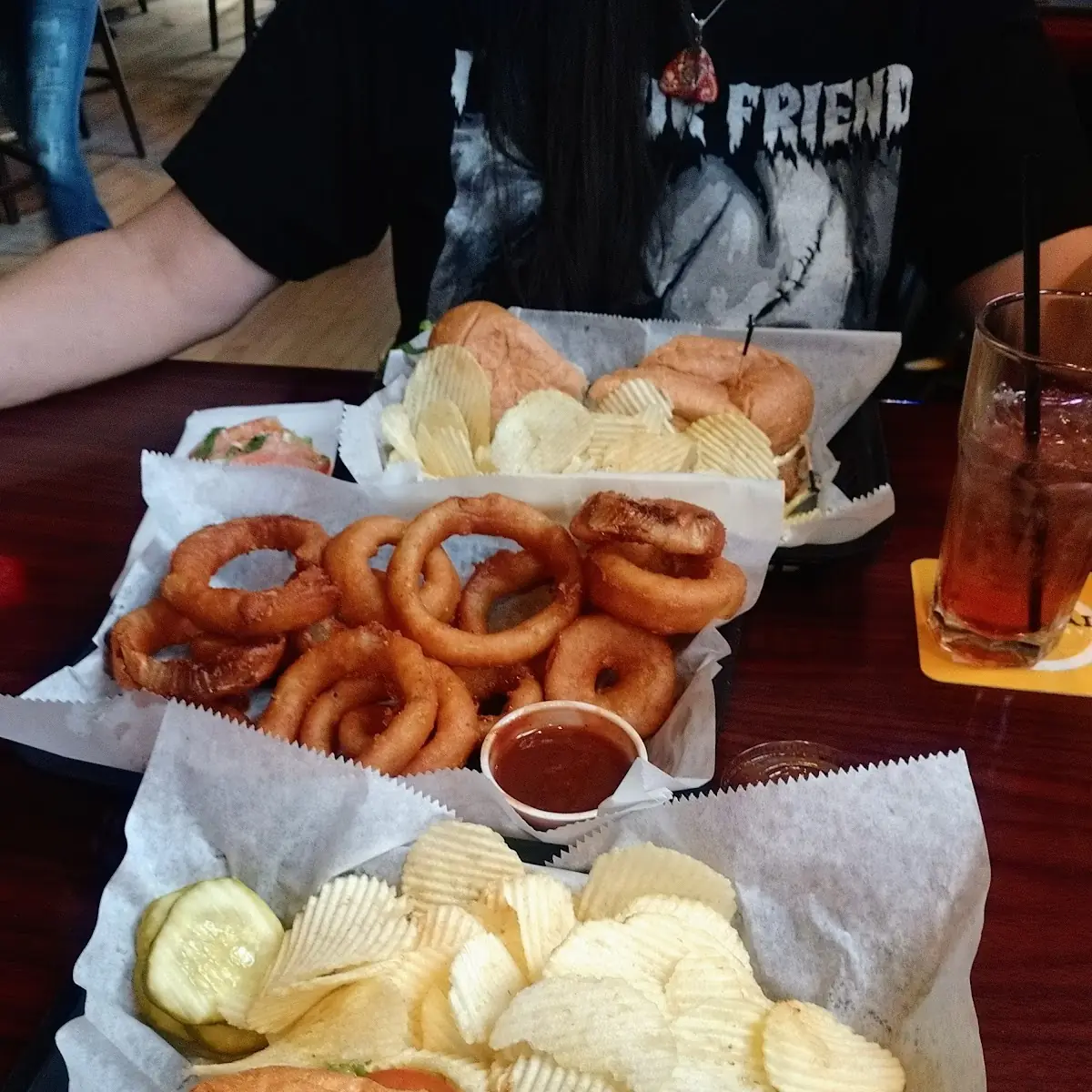 Catfish PO Boy and Onion Rings