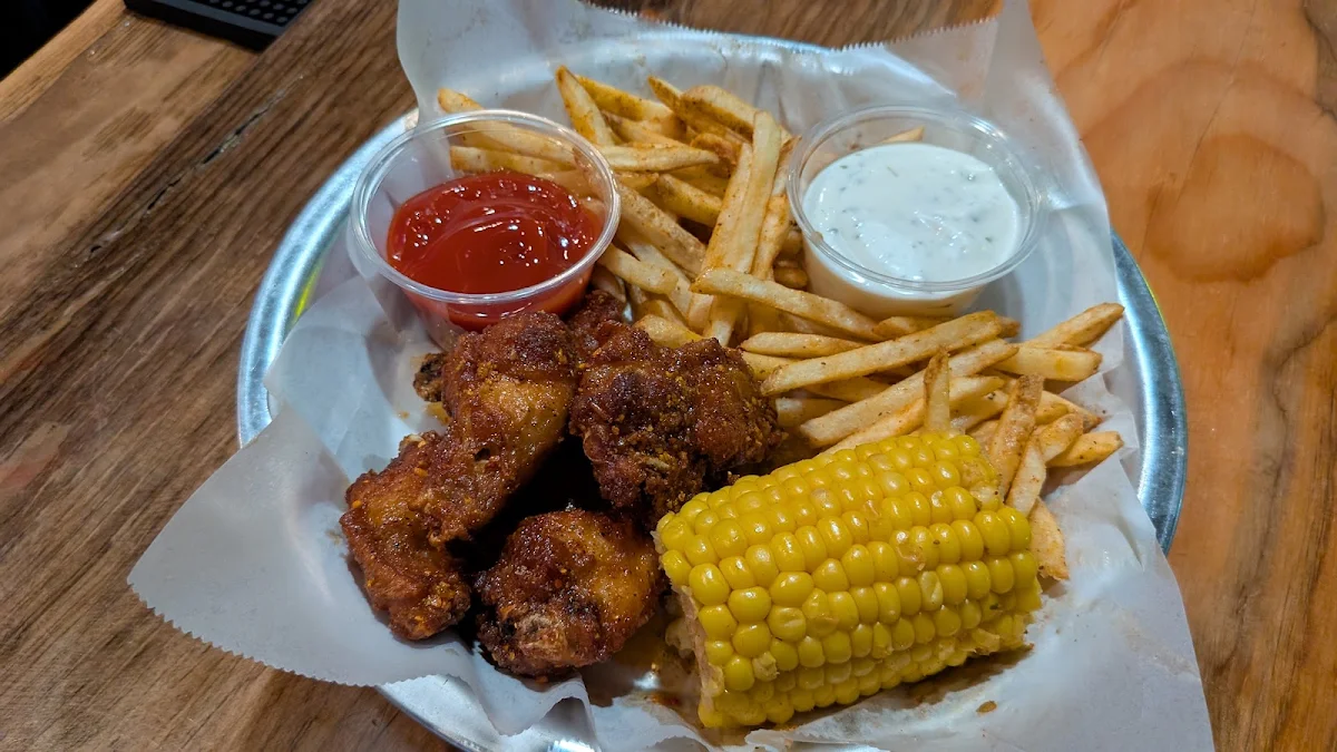 Chicken Wings with Fries & Corn