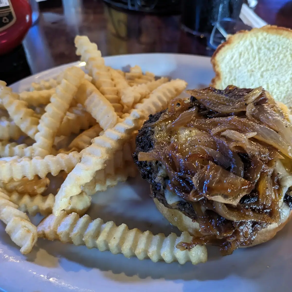 Haven Burger with Cheese and Grilled Onions