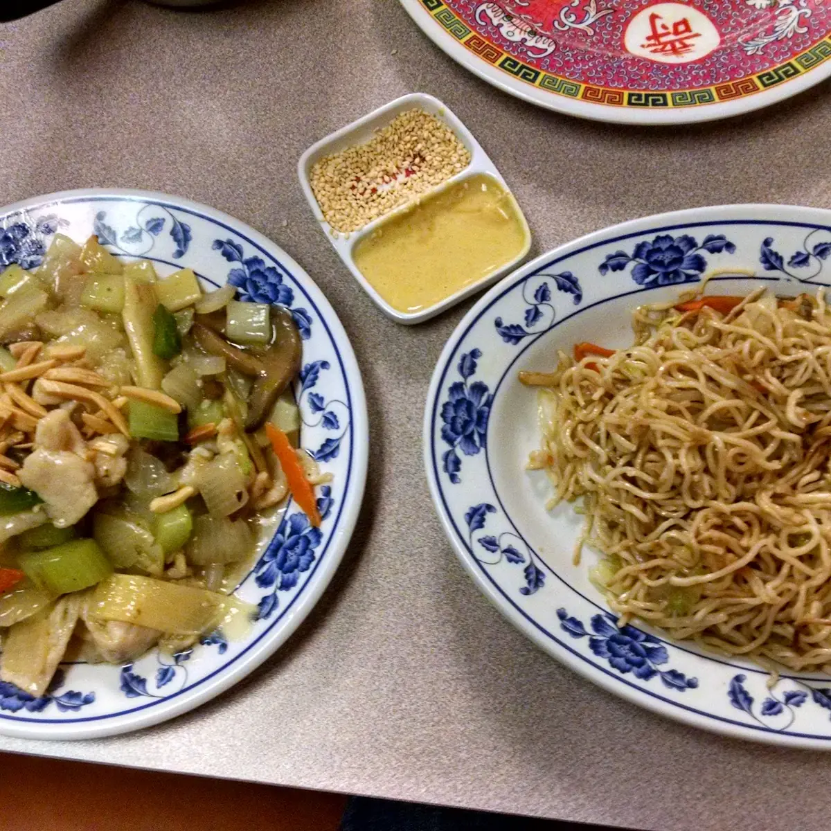 Almond Chicken and House Chow Main