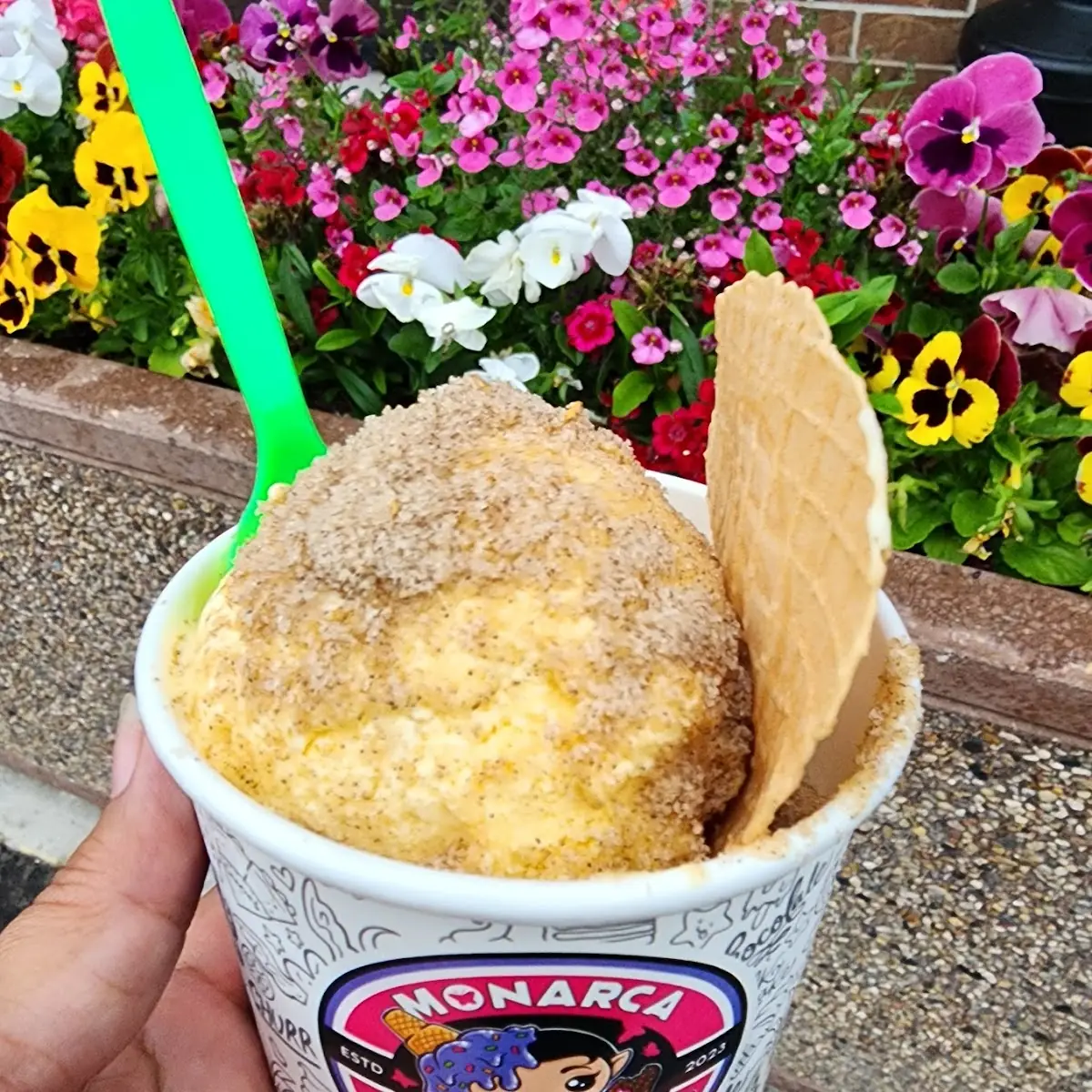 Vanilla Ice Cream Scoops with Churro Topping