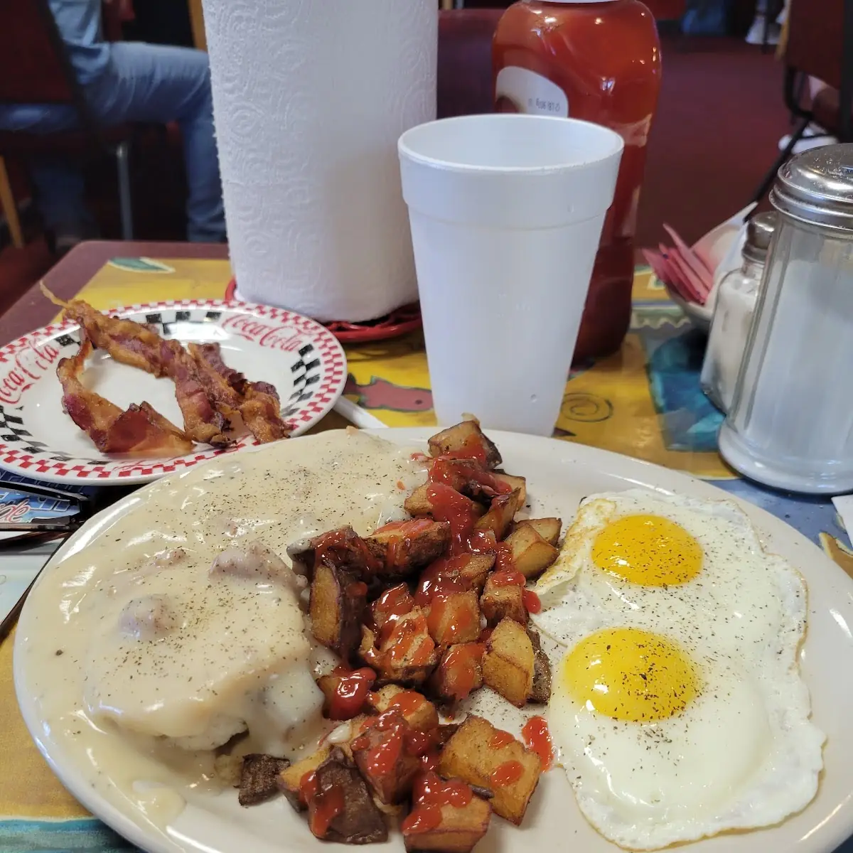Biscuits and Gravy with Bacon and Potatoes