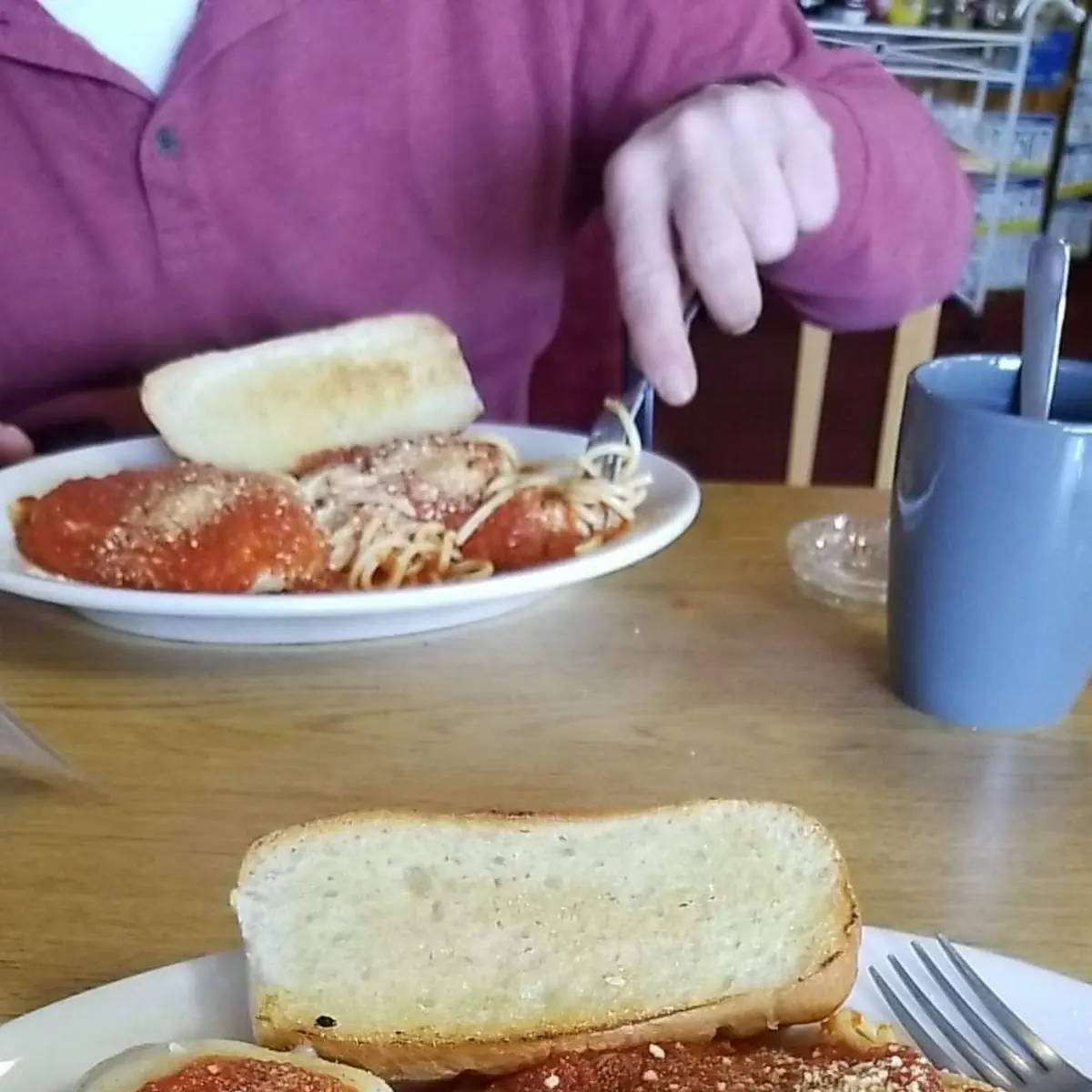 Chicken Parmesan Spaghetti and Bread
