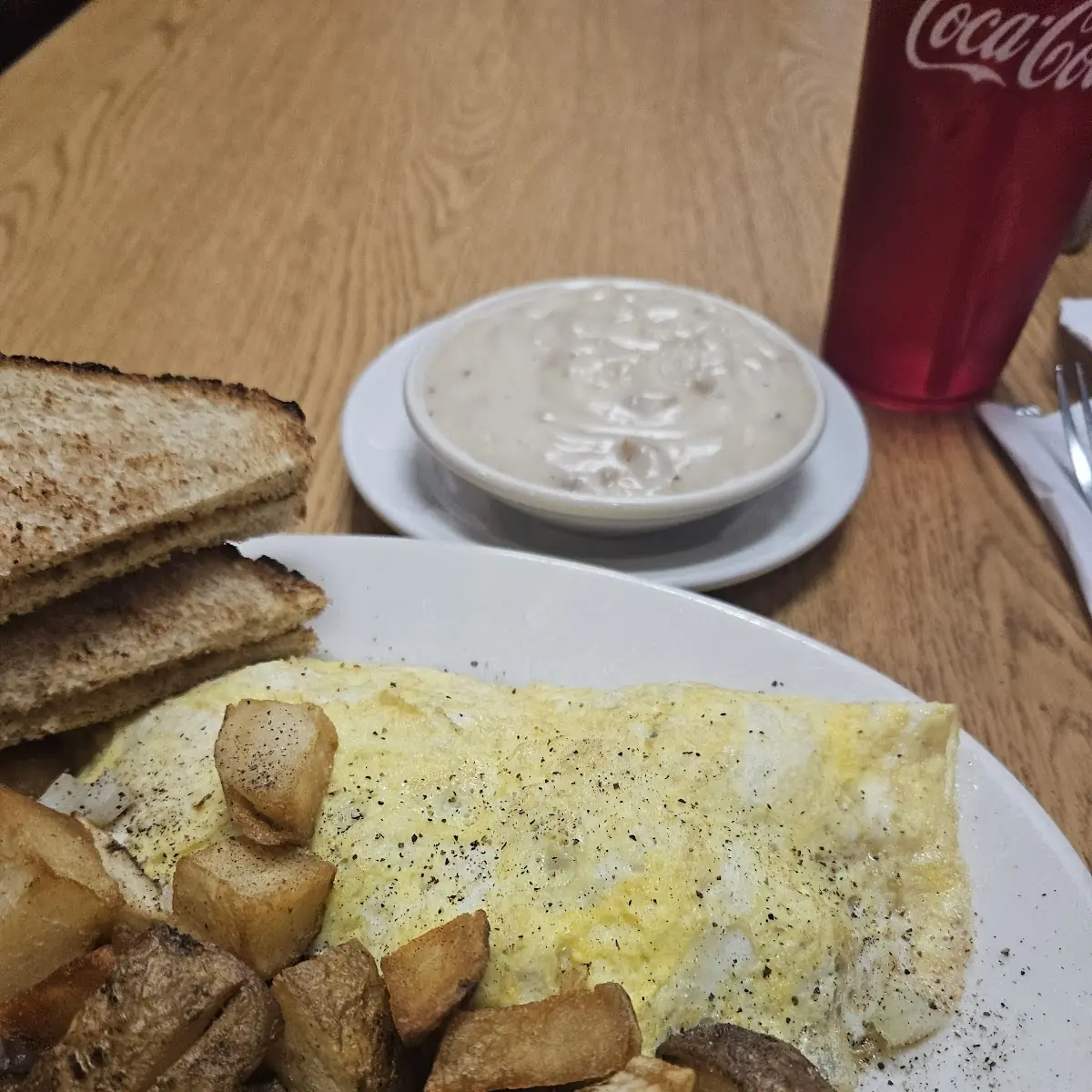 Scrapple Eggs Home Fries and Toast