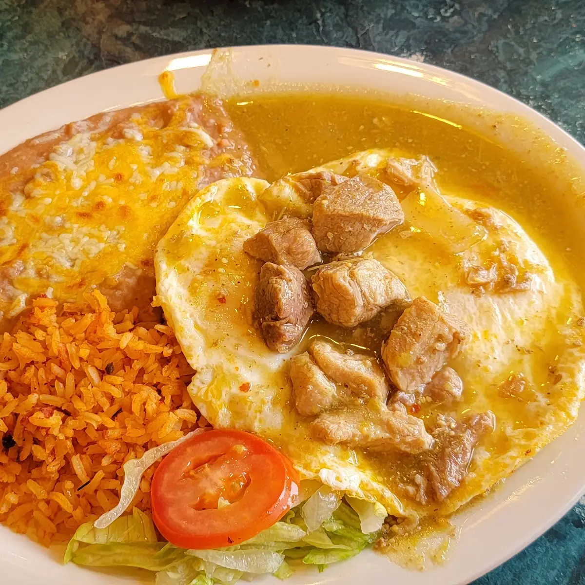 Chile Relleno w Rice and Beans