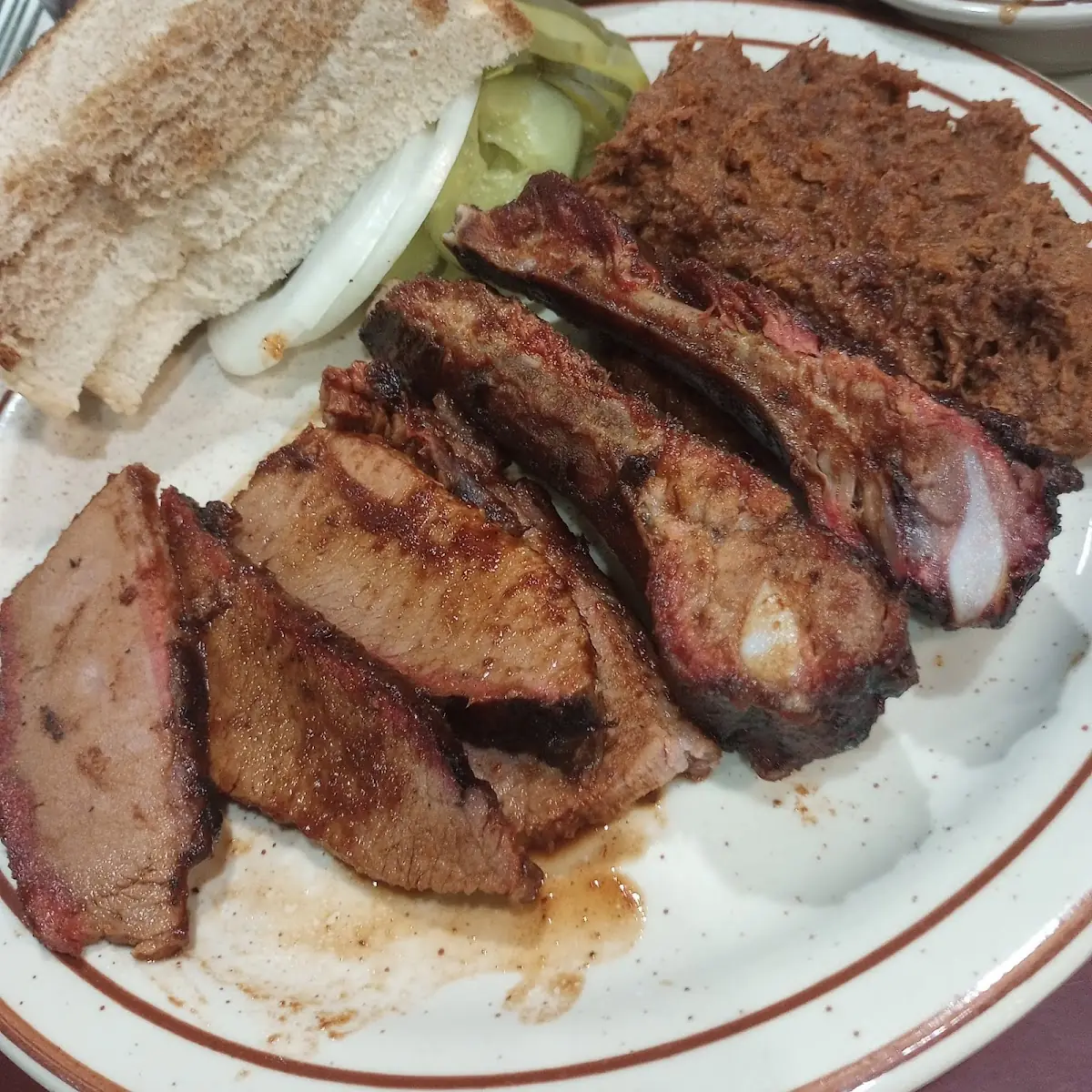 Brisket Pork Ribs and Pulled Pork