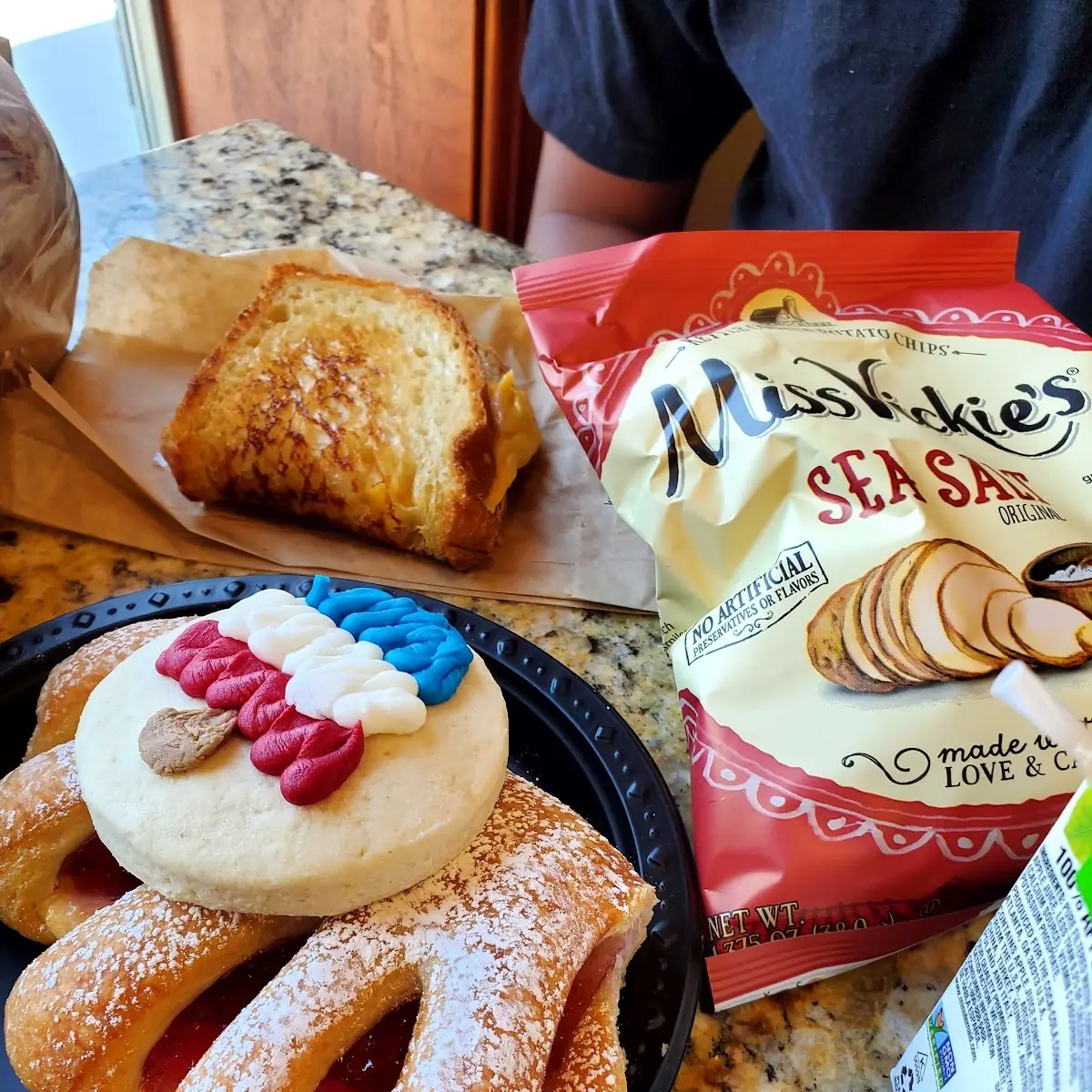 Kids Grilled Cheese Meal and a Raspberry Danish