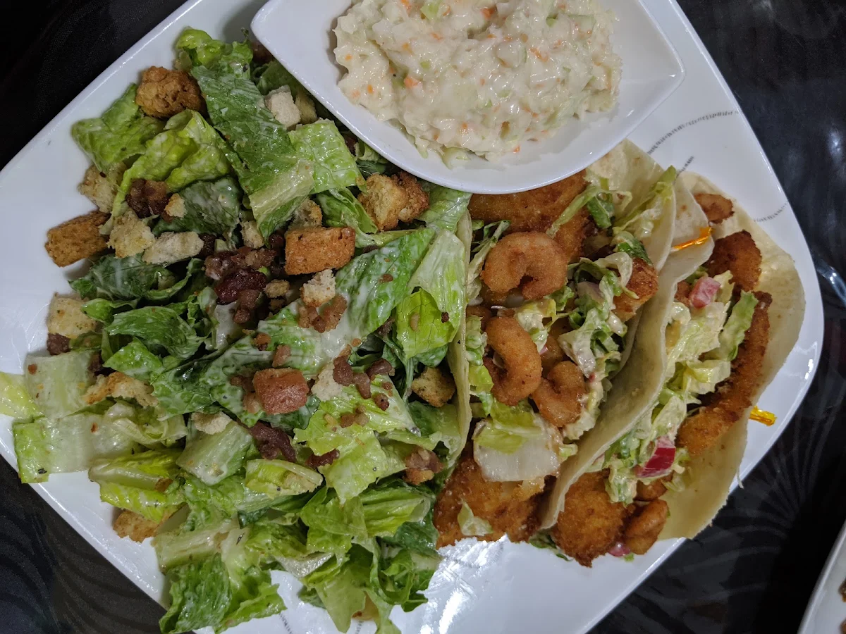 Fish Tacos with Caesar Salad