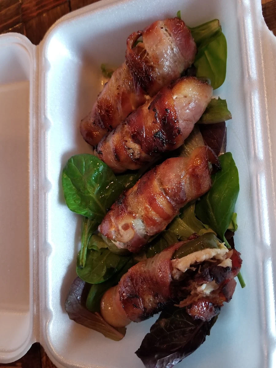 Bacon Wrapped Cream Cheese Stuffed Jalapenos, Overflow Brewing Company