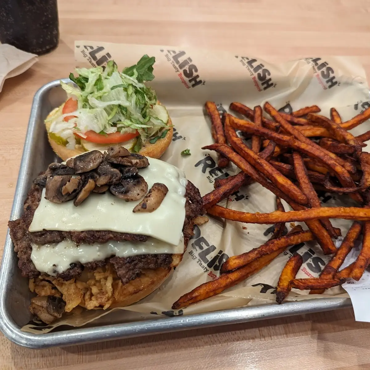 Double Cheeseburger with Sweet Potato Fries